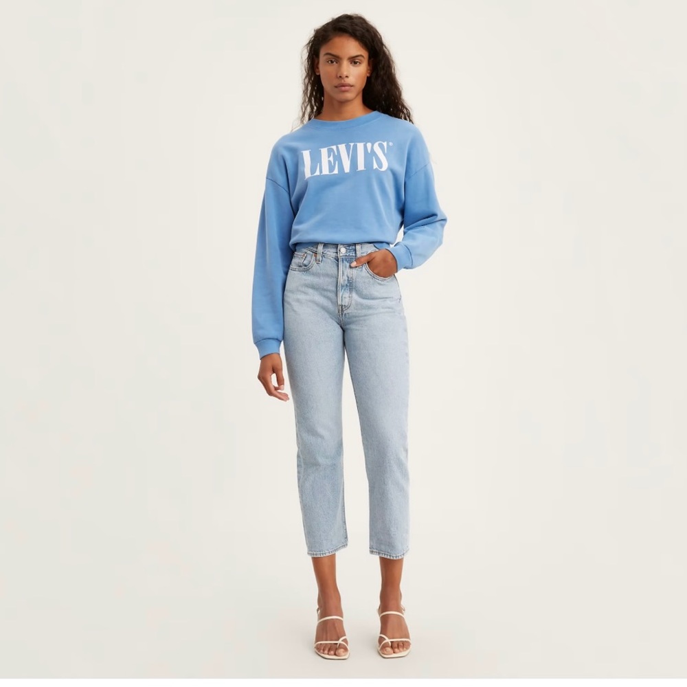 Levi’s Button Fly Wedgie Fit High Rise Light Wash Blue Jeans